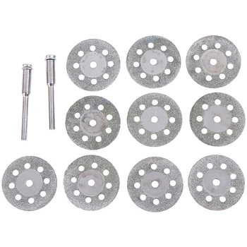 

10pcs/set 25mm Mini Diamond Saw Blade Silver Cutting Discs With 2X Connecting Shank For Drill Fit Rotary Tool