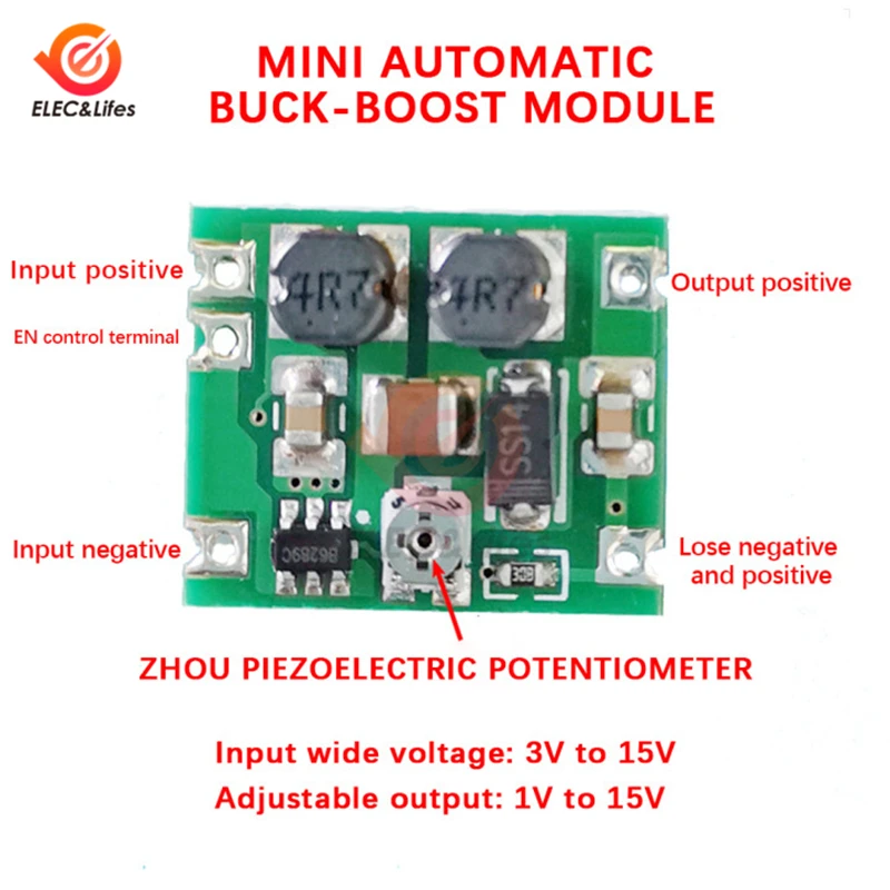 Mini módulo regulador de voltaje de batería 3V 15V, 3V, 4,2 V, placa reguladora de voltaje batería de litio 1,2 V, 1,5 V, 3,3 V, 5V, 6V, 9V,