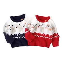 Bébé Garçon Fille Renne De Noël Haut Tricoté 0 18M Nouveau Né Infantile Enfant En Bas Âge Automne Hiver Festival Vacances Chandails À Manches Longues 