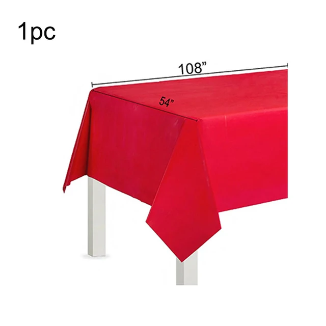 Pure Red Disposable Party Tableware Cup Plate Adult Birthday Party Decor Kids Wedding Adult Supplies Christmas Party Supplies Tablecloth-1Pcs