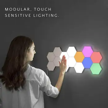 

10pcs Quantum Light Touch Sensor Night Light Led Panel Hexagon Light Magnetic Modular Wall Lamp Creative Home Decor Night Lamp