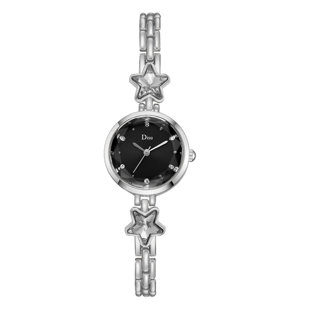 Black No Bracelet Disu Brand Bracelet Dress Quartz Watches For Women Luxury Rose Starry Star Design Fashion Creative Ladies Clock Reloj Mujer - Цвет: Black No Bracelet