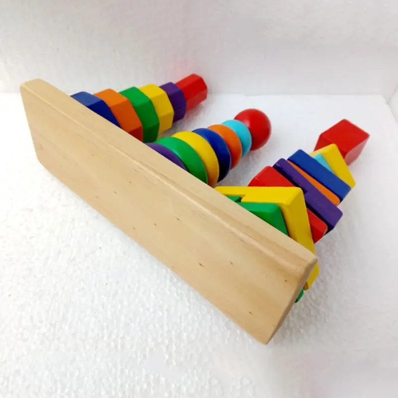 

Children Educational Toys Three-pillar Rainbow Building Set Wooden Three-column Tower Girls Boys Puzzle Toy Y51E