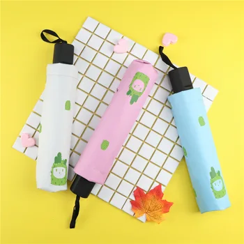 

Cactus Umbrella Fashionable Fresh Forest Women's Folding Sun Umbrella Vinyl Sunscreen Umbrella Clear Umbrella