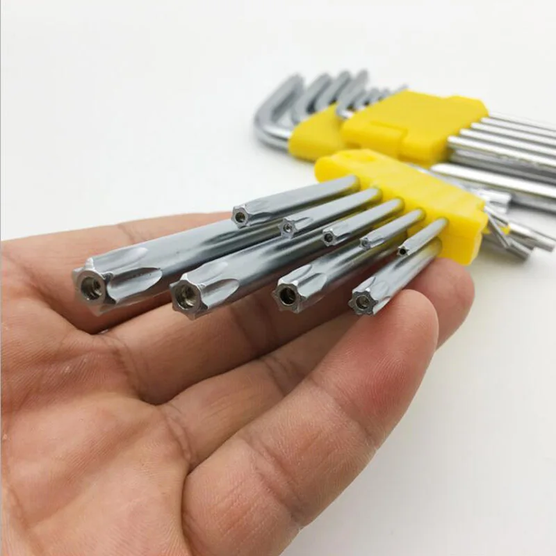 9 шт. гаечный ключ l-образная Слива шестигранный Torx ключ Звездочка гаечный ключ набор короткий Стильный прибор ремонт велосипеда ручная отвертка T10T15
