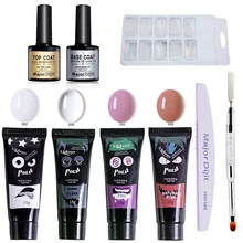 9 шт./компл. Нейл-арт набор поли гель для ухода за палец расширение прозрачный розовый желе поли гель быстрое строительство ногтевое искусство, салонные украшения для ногтей