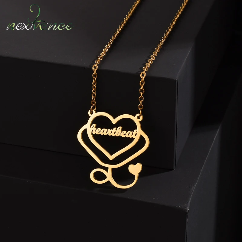 

Nextvance Fashion Custom Name Necklace Stainless Steel Stethoscope Pendant Women's Neck Chain Date Wedding Jewelry Gift