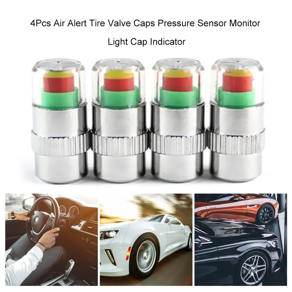 4 шт. воздушный Предупреждение оповещения вентиля покрышек легковых Кепки s 2.4Bar