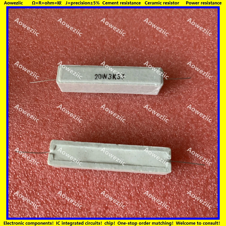 

10Pcs RX27 Horizontal cement resistor 20W 3.3K ohm 20W3K3J 20W3.3KJ 3300ohm Ceramic Resistance precision 5% Power resistance