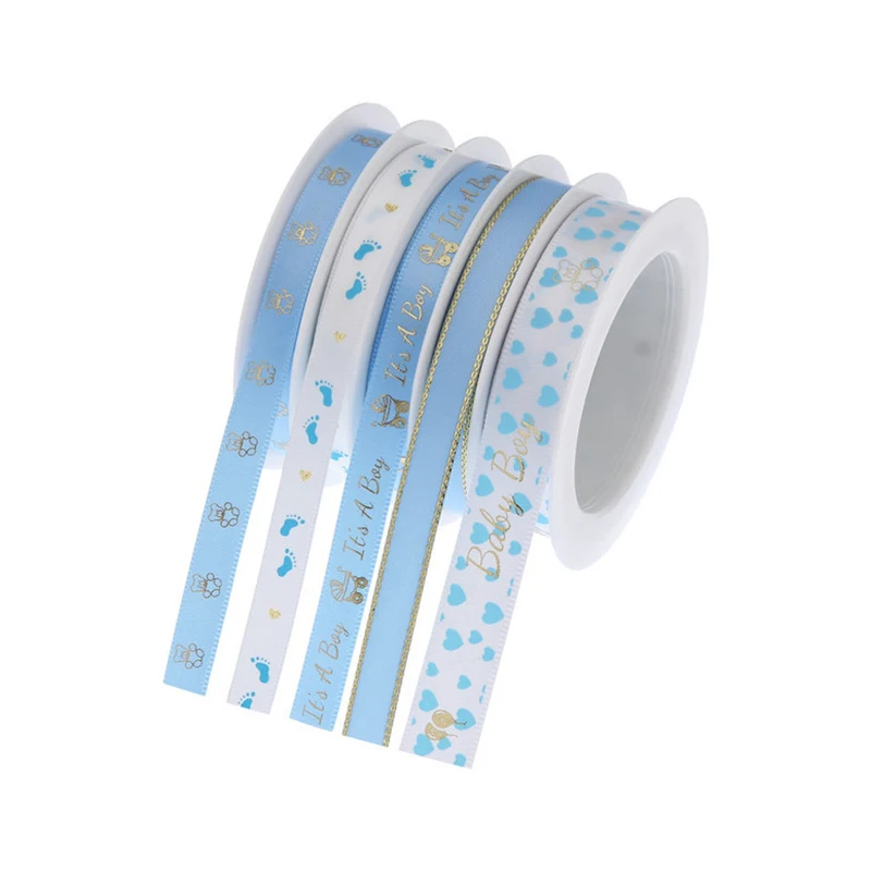 5/10M Blue/Pink Baby Printed Satin Ribbons For Kid Birthday Gift Packing Trim Lace Handmade DIY Crafts Sewing Decor Handmade Bow satin ribbons,satin ribbon,sewing ribbon,lace trim ribbon