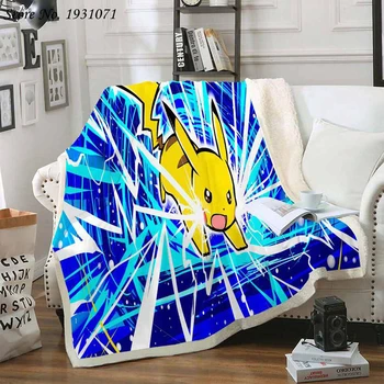 

Cartoon Pokemon Pikachu 3D Printed Fleece Blanket for Beds Thick Quilt Fashion Bedspread Sherpa Throw Blanket Adults Kids 08