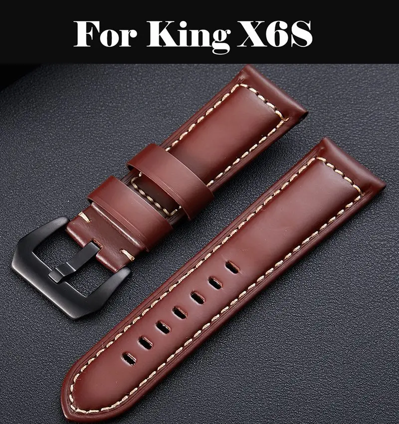 

Watch Band Strap Butterfly Pattern Genuine Leather Deployant Buckle Bracelet Brown Black Watchbands 15-23mm For King X6S