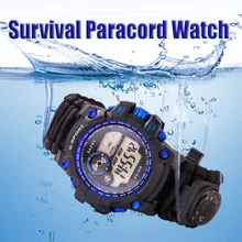 EDC Открытый выживания часы водонепроницаемый аварийное снаряжение Кемпинг-параккорд браслет с ножом компас свисток термометр аптечки