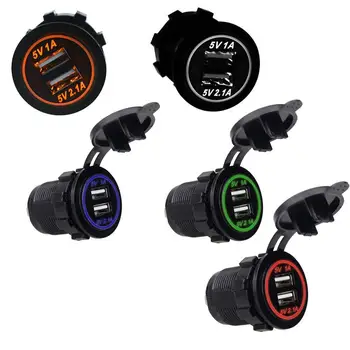 

Low Temperature Environmental Car Charger Usb Car Dc12v-24v Waterproof Dual Usb Charger 2 Port 5v Power Socket