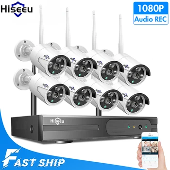

Hiseeu CCTV Security 2MP 8CH Outdoor IP Camera System Wireless CCTV System wifi 1080P 3TB 4pcs NVR IR-CUTVideo Surveillance Kit