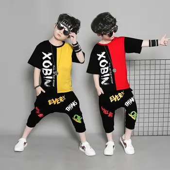 

new children tracksuits 4-14Y Boys Clothing Enfant tshirt+harem pant Fashion Boy Clothes Cool Kids Hip Hop Clothing Sports Suit