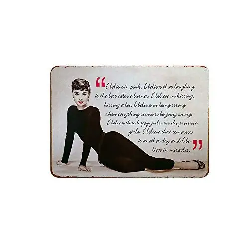 

Audrey Hepburn tin Sign Vintage Metal Pub Club Cafe bar Home Wall Art Decoration Poster Retro 8x12 inches