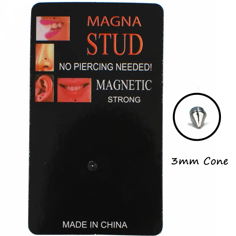 3mm Cone 1 шт. смешанные стили без проколов магнит Ушная губная серьга кольцо-гвоздик в нос ювелирные изделия магнитный Туннель Вилки Серьги Поддельный пирсинг ювелирные изделия - Окраска металла: 3mm Cone