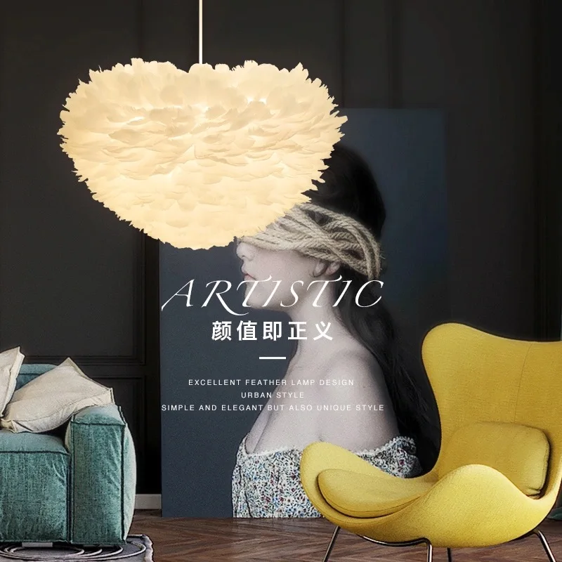 Nordic Modern Natural Swan Feather Droplights E27 светодиодный спальня гостиная детская комната