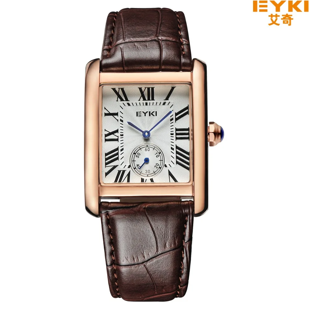

NO.2 Hot Sale Genuine Leather Strap Couple Watches Formal Roman Scale Rectangle Dial Quartz Watch Ladies Watch Men's Sport Watch