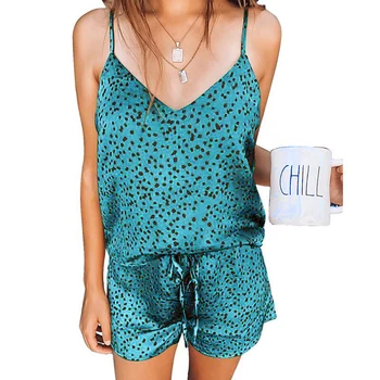 

Camisole V-neck Pajamas Sexy Leopard print Tops Lingerie Sets Women Sleepwear Nightwear Sets Loungewear Plus Size Home Clothes