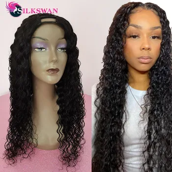 

Silkswan U Part Wigs Curly Human Hair Wigs Full Machine-made Wigs 100% Brazilian Remy Hair 180 Density Curly Wigs For Women