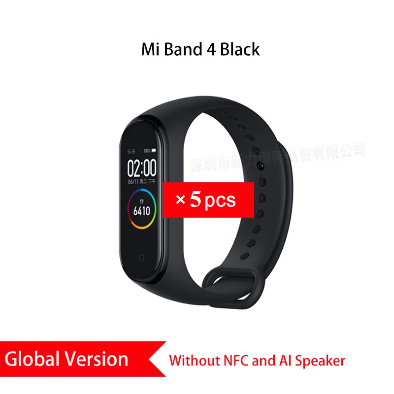 Глобальная версия Xiaomi mi Band 4 Smart mi band 4 браслет пульсометр фитнес 135 мАч цветной экран Bluetooth 5,0 китайская версия - Цвет: GL Version-5pcs