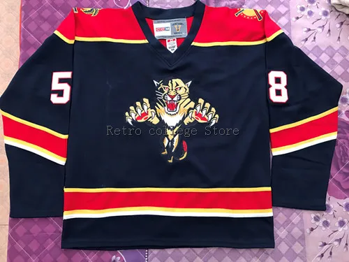 

58 Bret Nasby Florida Panthers Retro throwback Hockey Jersey Embroidery Stitched Customize any number and name