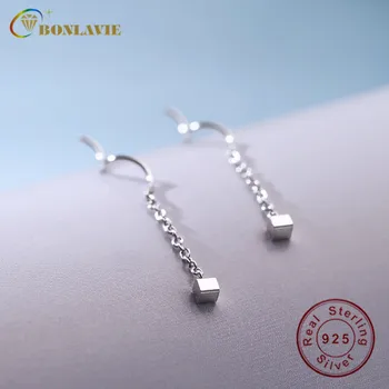 

BONLAVIE Simple Small Cube Mini Sleeping without Picking S925 Sterling Silver Hanging Earrings Earrings Ear Stud