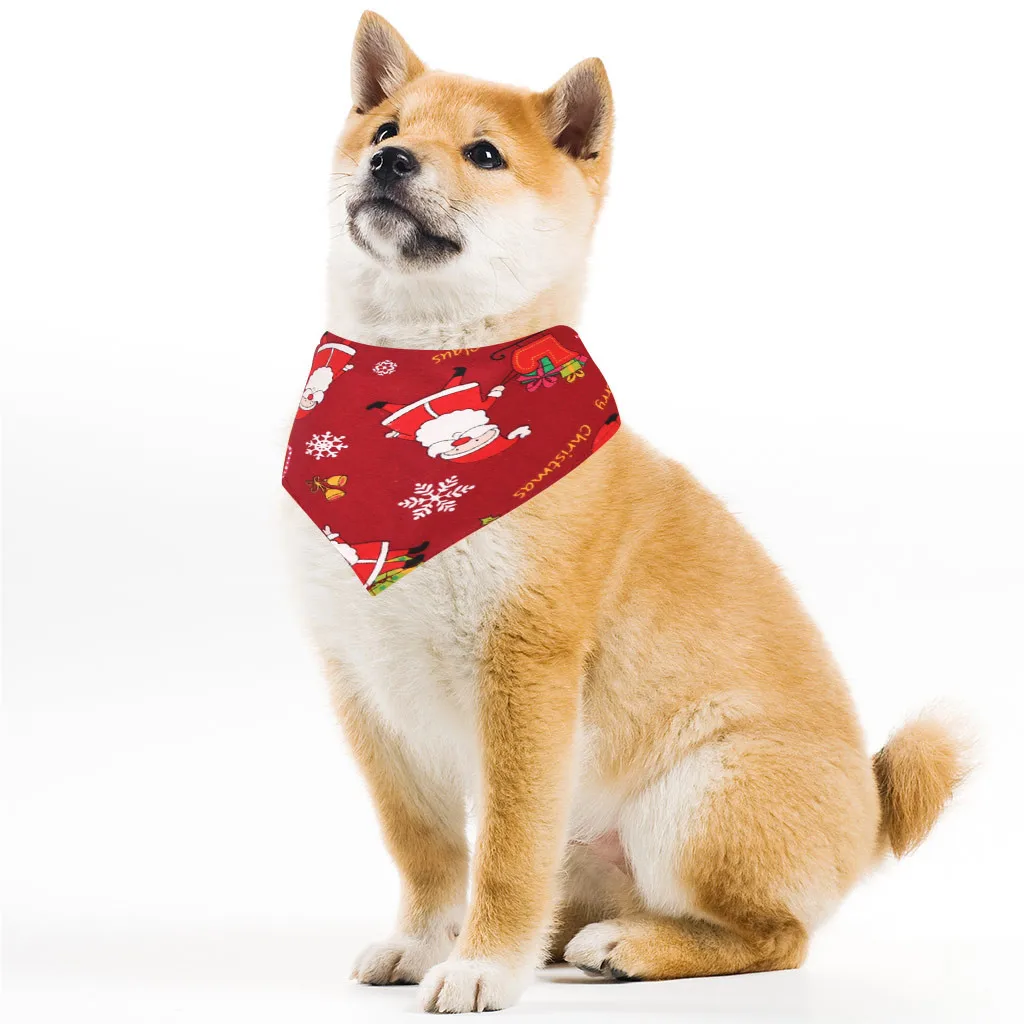 

5Color Cat Dog Christmas Scarf Triangle Saliva Towel Quick Release Pet Bandana Bibs For Golden Retriever Large Dogs Saliva Towel