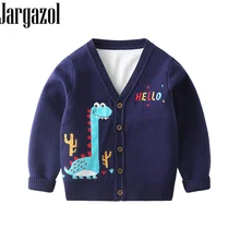 Jargazol ילדי ילד קרדיגן סוודר קריקטורה דינוזאור רקמת סתיו תינוק בנות חולצות חורף ילדים קטנים סוודרים חמוד תלבושות(China)