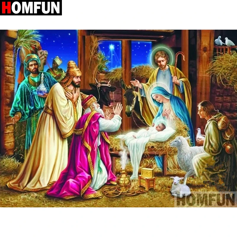 Алмазная 5D Вышивка HOMFUN сделай сам религиозная фигурка полноразмерная картина