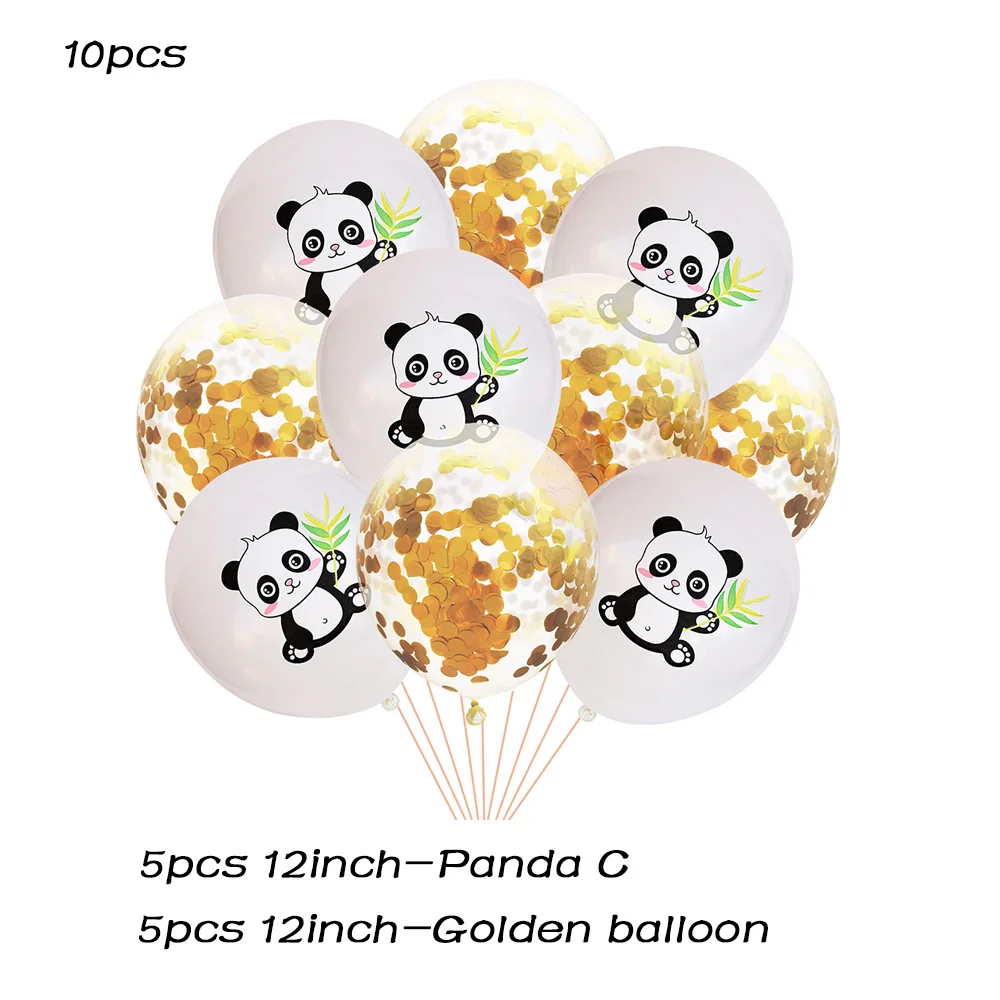 Милая панда тематическая вечеринка на день рождения украшения Дети тарелка салфетки чашки воздушные шары День рождения Свадьба для душа - Цвет: 10pc Gold Panda C