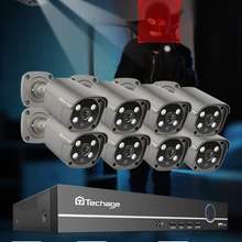 Система видеонаблюдения Techage, 8 каналов, 5 МП, HD, POE, NVR, двустороннее аудио, ии, распознавание лица, комплект наружных IP-камер видеонаблюдения