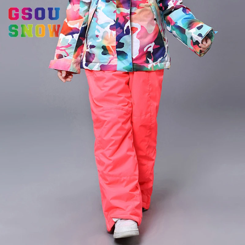 GSOU зимние брендовые Детские лыжные штаны Водонепроницаемые детские для