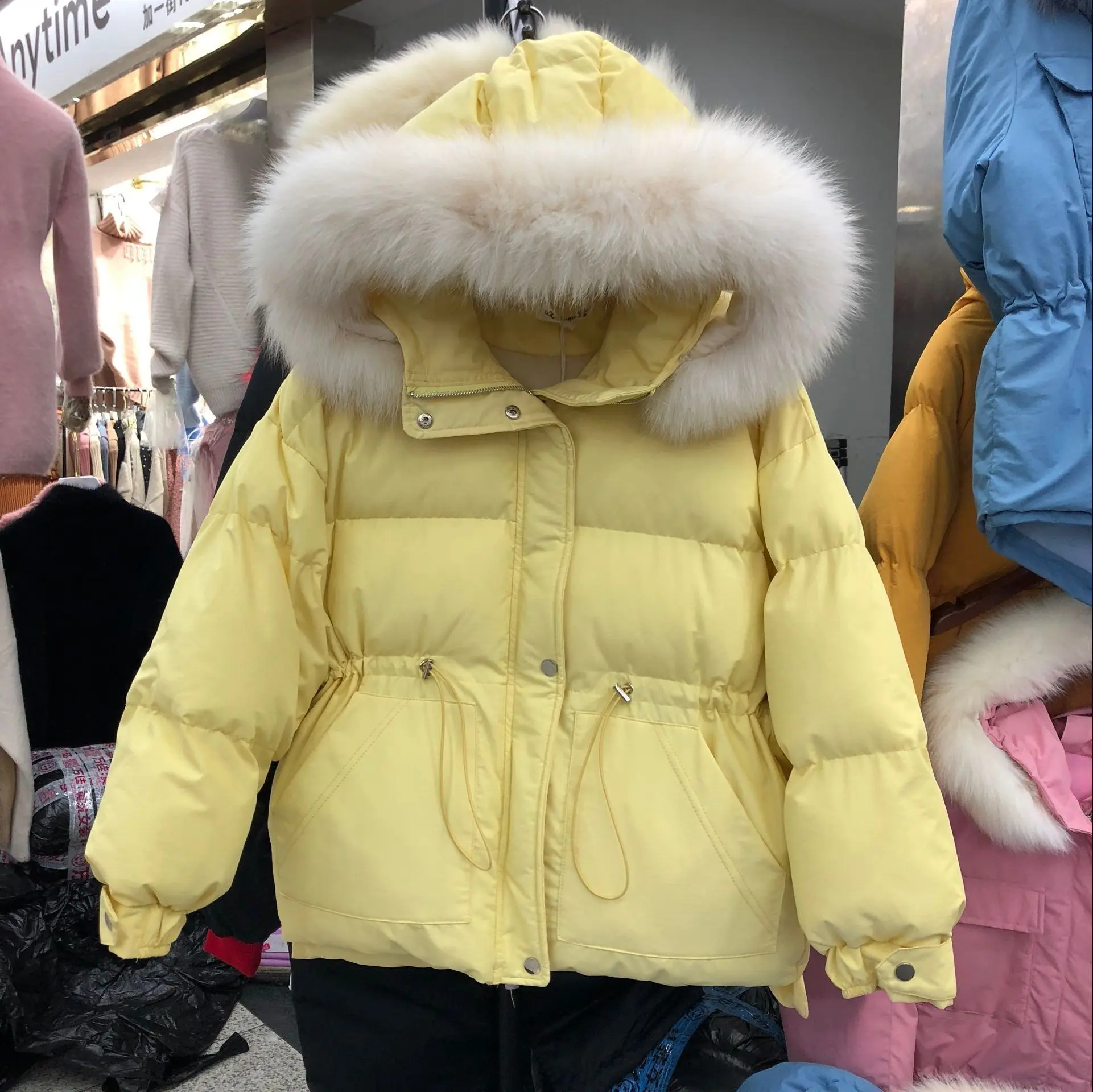 Женский пуховик из хлопка,, осенняя и зимняя свободная короткая парка с большим меховым воротником, пальто, толстая стеганая куртка с капюшоном для женщин