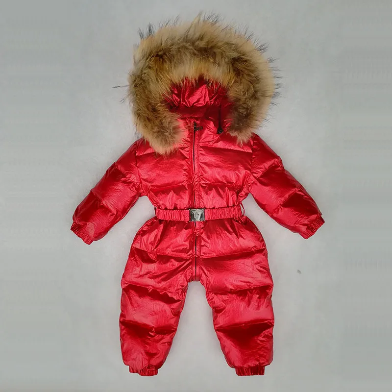 

2019 Baby Girl and Boys Winter Romper Real Fur Kids Warm Rompers Duck Down Thicken Overalls Baby Onesie Jumpsuits Outwear