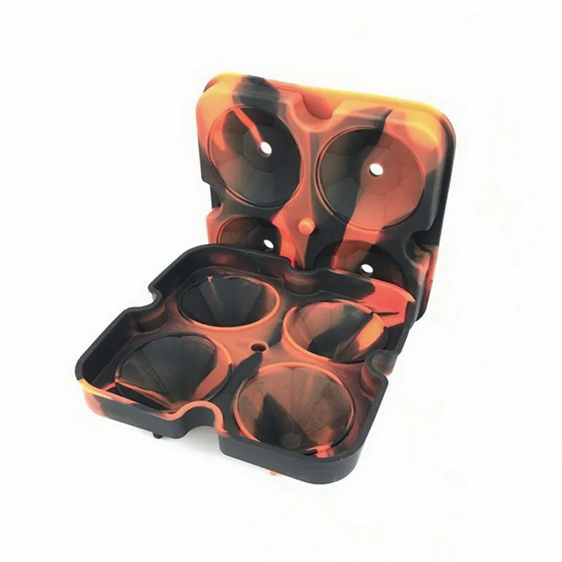 orange black 1pcs 3D алмаз форма ледяного шара Силиконовый поднос кубика льда шарик виски чайник формы для крема Кухня инструменты морозильник плесень коробка для вечерние бар - Цвет: orange black 1pcs