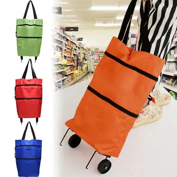 

MeterMall Folding Shopping Bags Trolley Grocery Shopper Lightweight Foldable with wheels