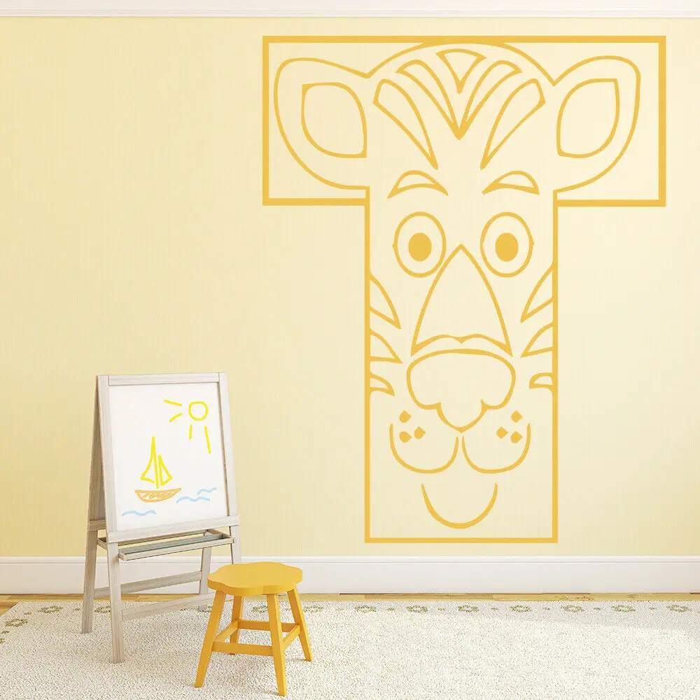 Best Letter T Creative Wall Decal Tiger Alphabet Kids Bedroom Nursery School Interior Decoration Door Window Vinyl Stickers Art Q066