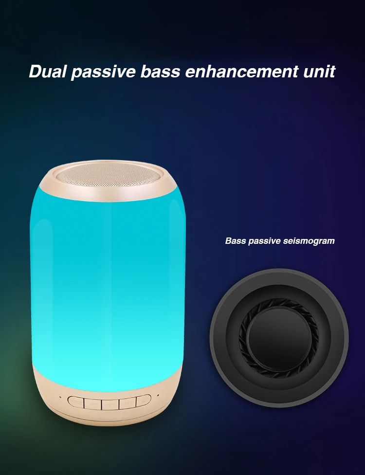CLAITE Портативный Красочный светодиодный беспроводной Bluetooth Колонка HiFi fm-радио TF карта двойной бас сабвуфер с микрофоном