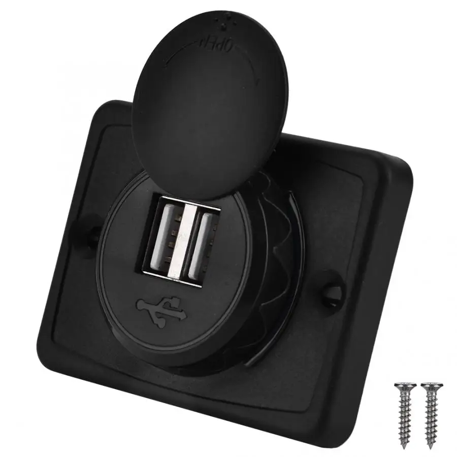 Usb Charger 3.1a Car Dual Black Abs Usb Port Charger Socket Outlet 12v