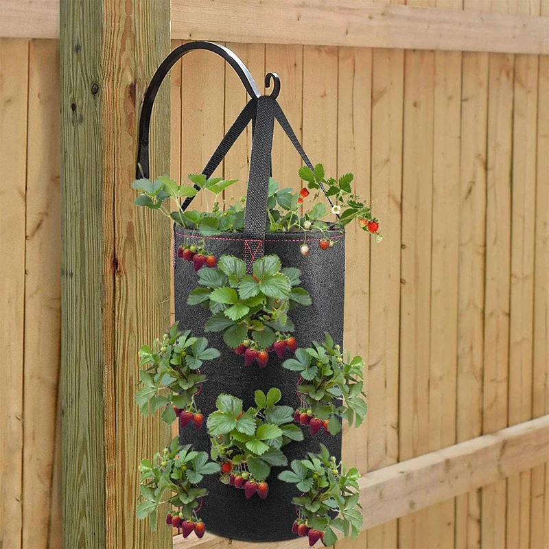 Hanging Strawberry Planter for Strawberry Bare Root Plants 2 Pack Hanging Planter for Strawberry,Non-woven fabric Plant Pots for