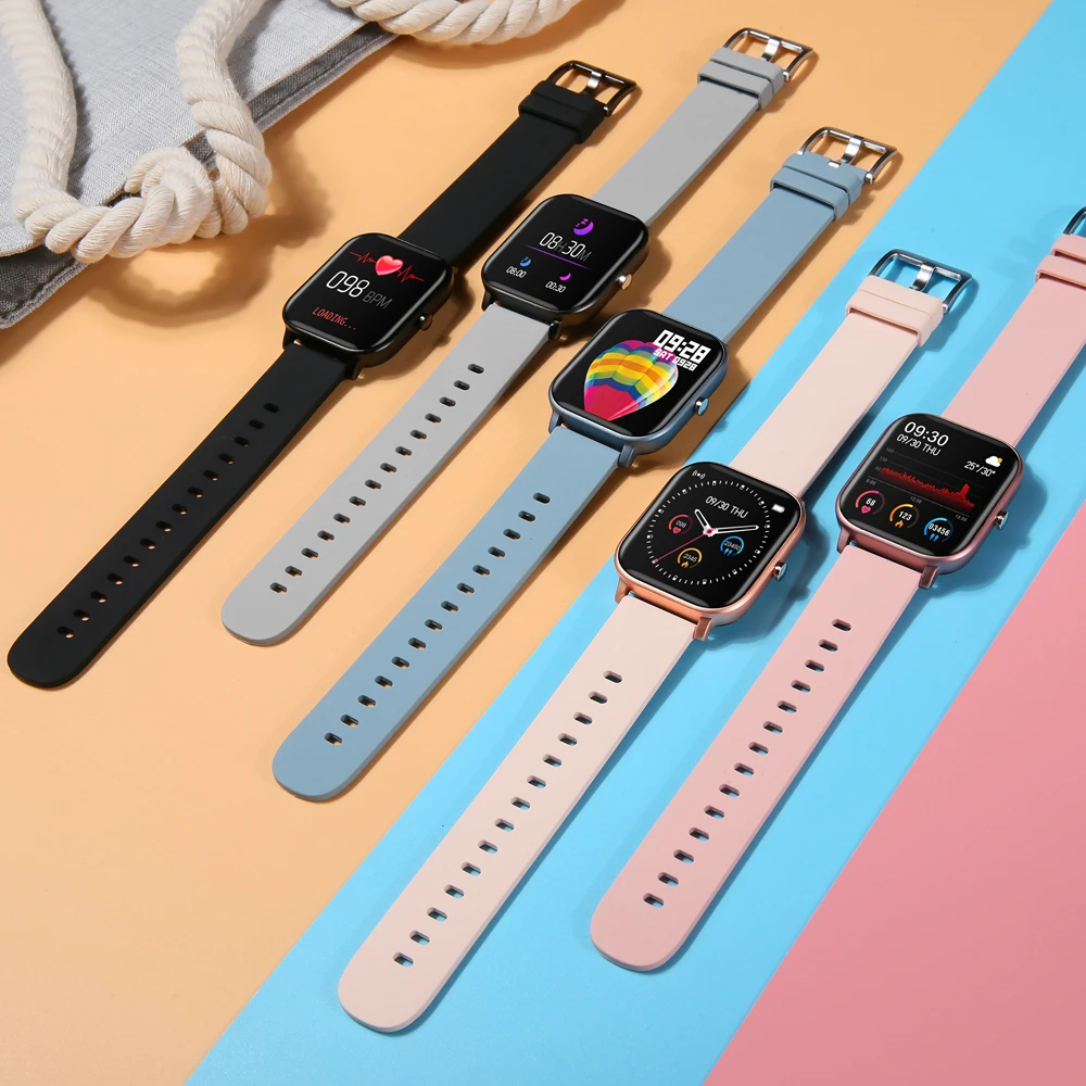 Günstige LYKRY 2020 Smart Uhr P8 Männer Frauen 1,4 zoll Full Touch Bildschirm Fitness Tracker Heart Rate Monitor IP67 Wasserdichte GTS sport Band