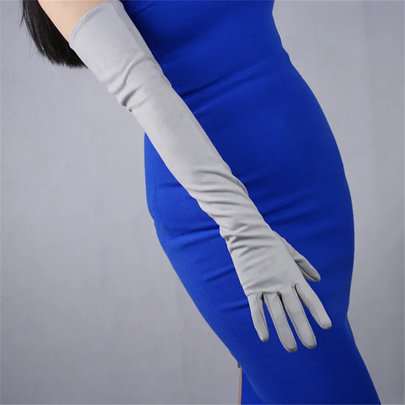 Ультра длинные кожаные перчатки 60 см длинные эмуляции из натуральной кожи PU кожаные перчатки женский без подкладки Для женщин PU перчатки P15