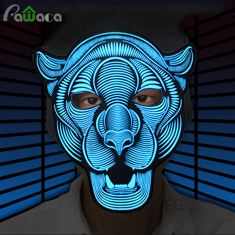 

Halloween LED Mask Voice-controlled Wolf Head Animal LED Light Up Full Face Masks Glow In Dark DJ Party Mask Costume Supplies