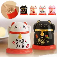 Японский стиль счастливый кот зубочистки банки год Фортуна держатель зубочистки счастливые деньги в пластиковая коробка для зубочисток пылезащитный