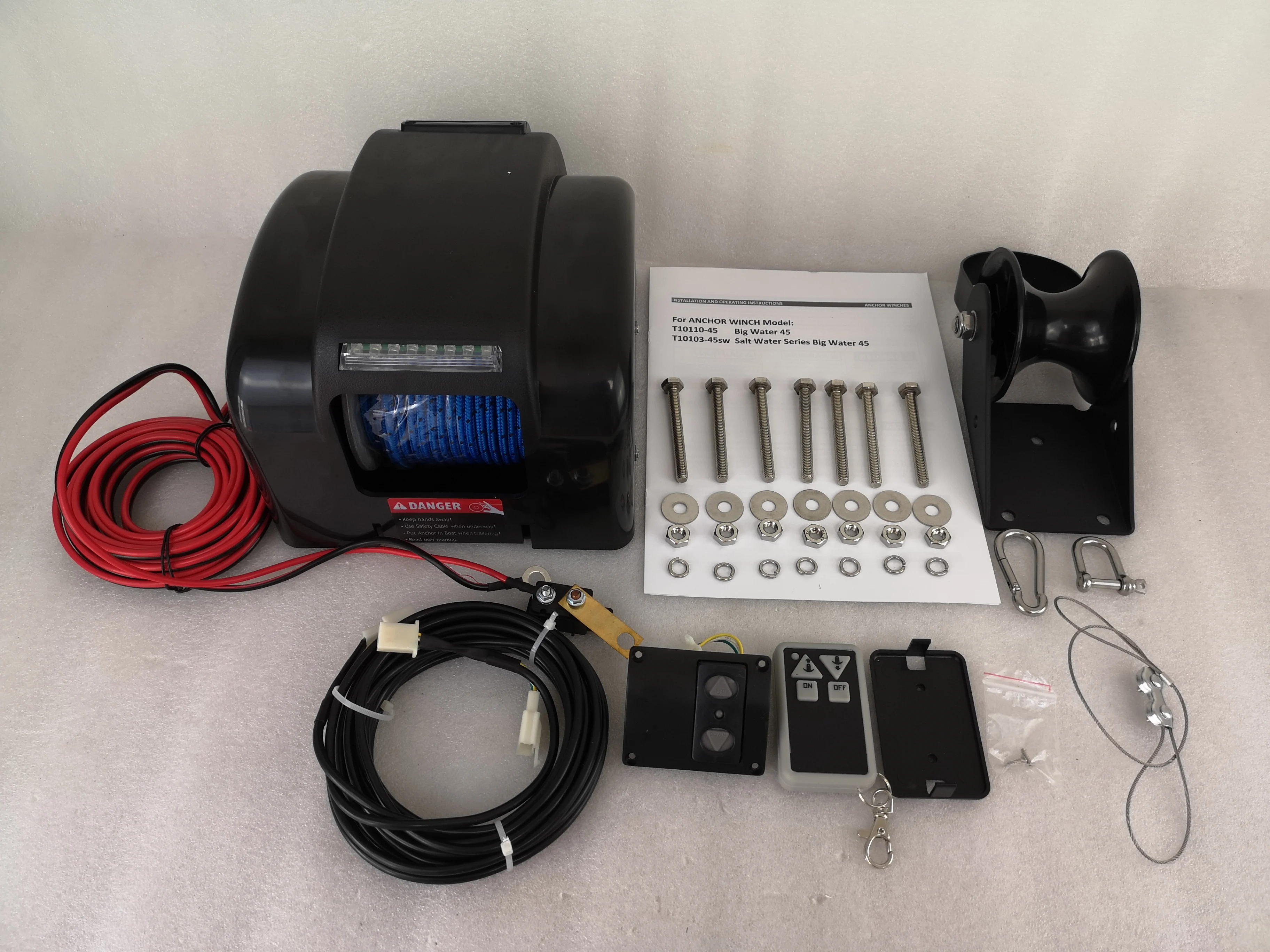 Free Shipping 12V AutoDepoly Wireless Remote Control&Second Switch Kit Anchor Winch Windlass 45 lb. Freshwater Boat Pontoon