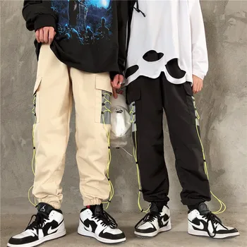 

Lychee Girls Solid Patchwork Women Jogger Pants Casual Loose Spring Autumn Lady Bottoms Elastic Lace Up Pockets Female Trousers