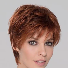 Женский красный коричневый парик с короткими вьющимися волосами из синтетического волокна косплей парики для вечеринок JS11